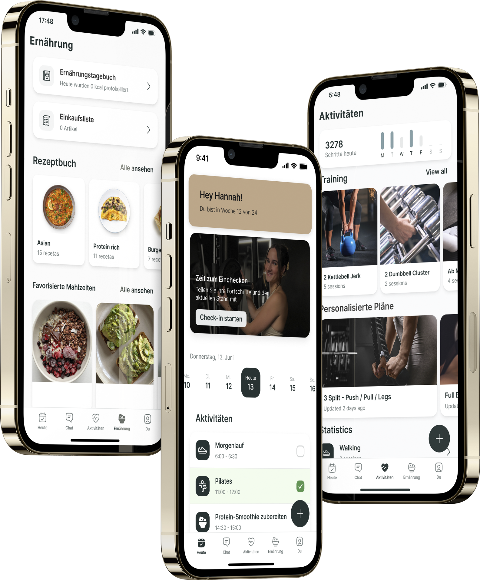 Ein Mockup der Coaching-App, das die Funktionen zeigt.